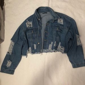 Shein distressed jean jacket